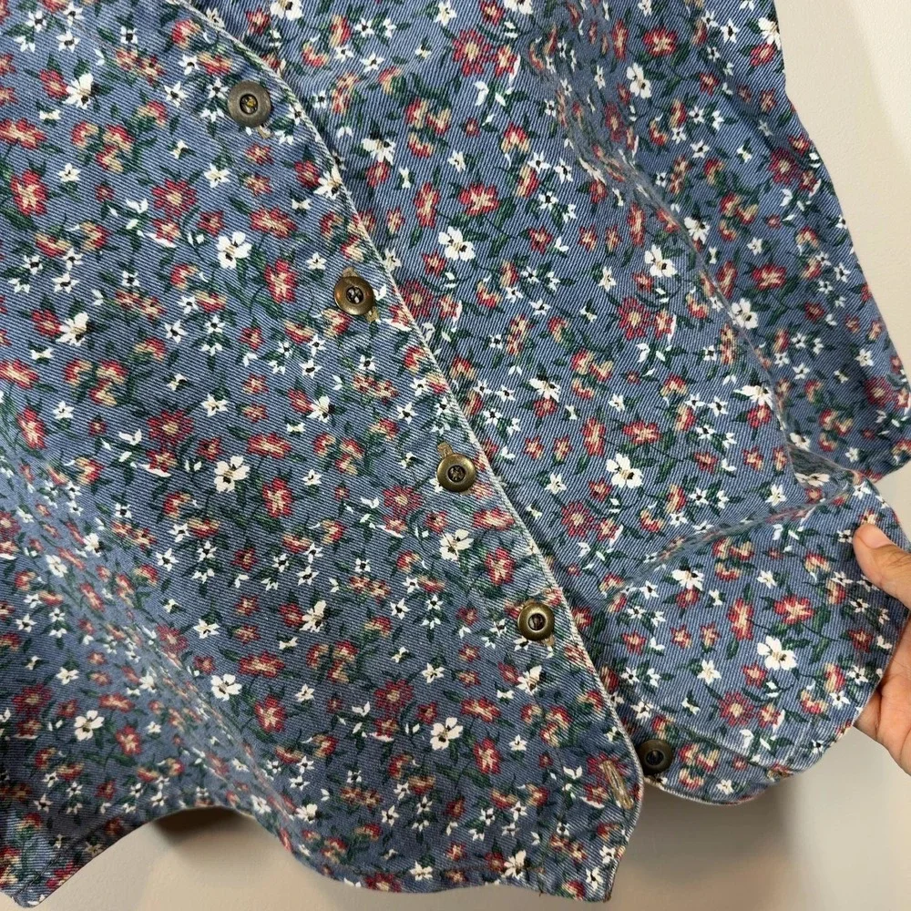 Vintage Cherokee Floral Button Up Vest Blue Corduroy Cottagecore 90s (no size)‎